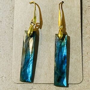 Gorgeous, Faceted, Extremely Flashy, Gold & Blue Labradorite Earrings